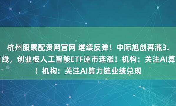 杭州股票配资网官网 继续反弹!中际旭创再涨3.63%收复五日线,创业板人工智能ETF逆市连涨!机构:关注AI算力链业绩兑现