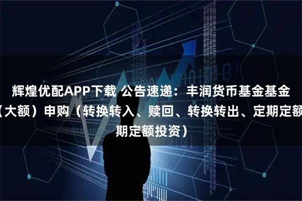 辉煌优配APP下载 公告速递:丰润货币基金基金暂停(大额)申购(转换转入、赎回、转换转出、定期定额投资)