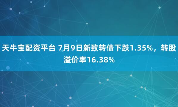 天牛宝配资平台 7月9日新致转债下跌1.35%,转股溢价率16.38%