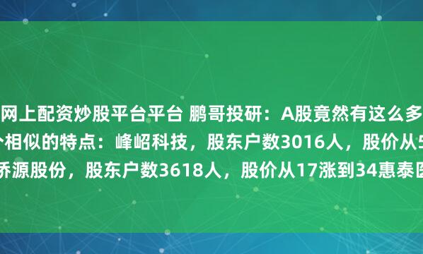 网上配资炒股平台平台 鹏哥投研：A股竟然有这么多大牛股，而且都具有一个相似的特点：峰岹科技，股东户数3016人，股价从50涨到150侨源股份，股东户数3618人，股价从17涨到34惠泰医疗，股东户数3995人，股价从...