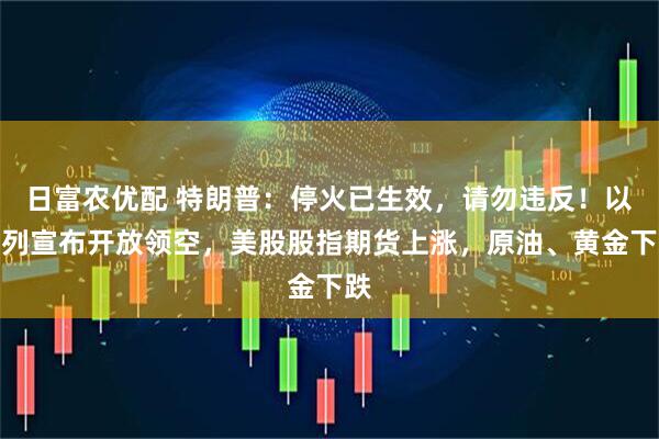日富农优配 特朗普：停火已生效，请勿违反！以色列宣布开放领空，美股股指期货上涨，原油、黄金下跌