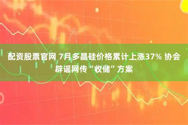 配资股票官网 7月多晶硅价格累计上涨37% 协会辟谣网传“收储”方案